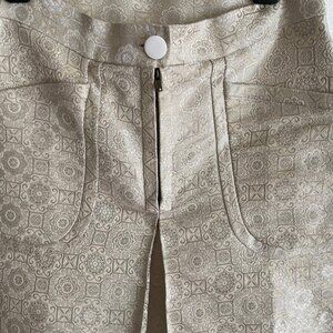 Vintage CHLOE Gold and Silver Jacquard Silk Blend Mod Mini Skirt